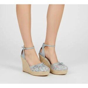 Hot Tomato Women's Daisy Calico Floral Lolita Bow Platform Wedge Sandals Size 8M